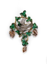  BROCHE PERLES DE SEMENCE ET ÉMAIL, ATTRIBUÉE À FROMENT-MEURICE | SEED PEARL AND ENAMEL BROOCH, ATTRIBUTED TO FROMENT-MEURICE