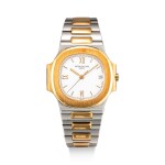 PATEK PHILIPPE | NAUTILUS, REFERENCE 3800 A YELLOW GOLD AND STAINLESS STEEL BRACELET WATCH WITH DATE, CIRCA 1995