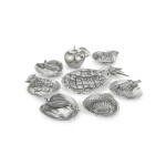 A Group of Seven Italian Silver Fruit-Form Dishes, Buccellati, Milan and Bologna, Modern