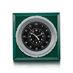 PATEK PHILIPPE FOR ROLEX | A GREEN PAINTED METAL ELECTRIC DESK CLOCK, CIRCA 1970