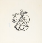 Les Schtroumpfs du Zodiaque. 4 dessins originaux, pour des autocollants, années 80