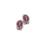 PAIR OF RUBY AND DIAMOND EAR CLIPS