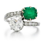 Emerald and diamond ring, circa 1910