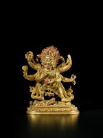 A gilt-copper alloy figure of Mahakala, Qing dynasty, 18th century