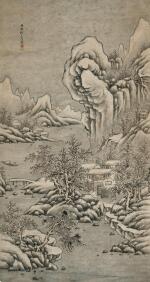 Winter Landscape, ink and light color on paper, hanging scroll | 沈生篤 雪景 設色紙本 立軸