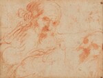 Recto: Two head studies of bearded men Verso: A head study of a bearded man