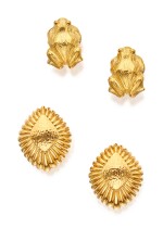 TWO PAIRS OF GOLD EARCLIPS, DAVID WEBB