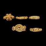 Five gold rings Java, Indonesia, 10th - 15th century | 十至十五世紀 印尼爪哇 金戒指一組五枚