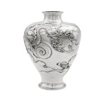 A Japanese Export Silver Vase, Circa 1900