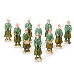 A set of ten Chinese green and yellow glazed pottery figures of musicians, Ming dynasty
