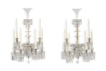  A PAIR OF CUT AND MOULDED GLASS SIX-LIGHT WALL LIGHTS IN THE MANNER OF BACCARAT