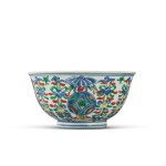 A wucai bowl, Qing dynasty, Kangxi period | 清康熙 五彩吉慶瑞錢紋盌