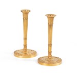 A pair of gilt-bronze candlesticks, French Empire, after a design by Claude Galle 