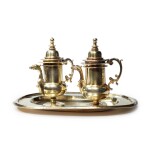 A Pair of Spanish Colonial Silver-Gilt Altar Cruets and Stand, Circa 1700
