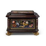 An Italian Gilt-Bronze and Amethyst Mounted Pietre Dure and Ebony Casket, Florentine, Grand Ducal Workshops, Late 17th/Early 18th Century