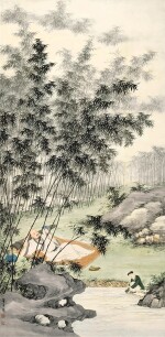 黃君璧 竹陰消夏 | Huang Junbi, Leisurely Reading in Bamboo Grove