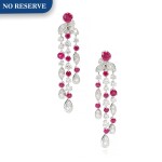 GRAFF | PAIR OF RUBY AND DIAMOND PENDENT EARRINGS