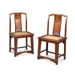 A pair of Chinese hardwood chairs, 20th century
