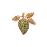 Schlumberger for Tiffany & Co. | Gold, Demantoid Garnet and Turquoise Clip-Brooch