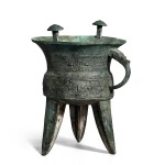 An archaic bronze ritual wine vessel, jia Middle Shang dynasty | 商中期 青銅饕餮紋斝