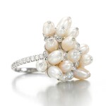 Cultured pearl and diamond ring, 'Tzigane'