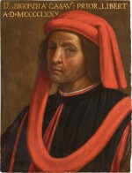 Portrait of Domenico Bigordi, called Ghirlandaio (1448/9–1494), bust-length, dressed in black and red