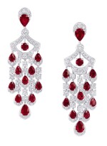 PAIR OF RUBY AND DIAMOND 'ICON' PENDANT-EARRINGS, GRAFF