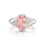 Padparadscha Sapphire and Diamond Ring | 5.52克拉 天然「斯里蘭卡」未經加熱橙粉紅色剛玉 配 鑽石 戒指