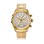 Reference 6036 'Jean-Claude Killy'  A yellow gold triple calendar chronograph wristwatch with bracelet, Circa 1953