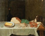 Still Life with bread, pastries and a dog     