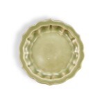 A finely moulded and unusual Yaozhou celadon hexafoil dish, Northern Song dynasty | 北宋 耀州青釉六瓣菱口盤