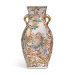 A Large Chinese Export Famille-Rose 'Figural' Baluster Vase, Qing Dynasty, Qianlong Period, Circa 1775 | 清乾隆 約1775年 粉彩描金地人物圖雙耳瓶