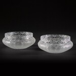 A pair of Lalique lotus petal-moulded circular bowls, late 20th century