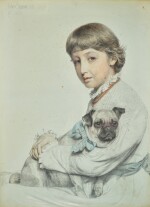 ANTHONY FREDERICK AUGUSTUS SANDYS | Portrait of Reine Chapman and her Pug-Dog