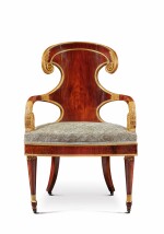 A RUSSIAN NEOCLASSICAL ROSEWOOD AND PARCEL-GILT ARMCHAIR, CIRCA 1825
