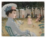 Femme et enfant au jardin des Tuileries