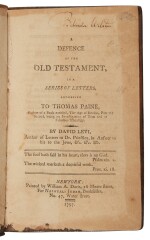 Levi, David | First edition of A Defence of the Old Testament ... Addressed to Thomas Paine