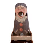 FRENCH POLYCHROME PAINT-DECORATED PINE CLOWN TOSS GAME WITH BOX, LATE 19TH OR EARLY 20TH CENTURY