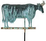 VERY FINE AND LARGE AMERICAN MOLDED SHEET-COPPER AND ZINC COW WEATHERVANE, CIRCA 1880