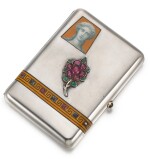 A rare jewelled silver cigarette case, Egor Cheryatov, retailed by Lorié, Moscow, 1899-1908