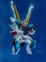 Gundam LM314V21 Victory 2 Gundam Animation Cels with Douga and Printed Background | 機動戰士LM314V21 V2鋼彈賽璐璐，附線稿及印刷背景