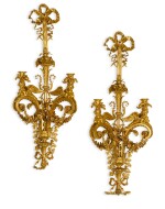 A pair of Louis XVI style gilt-bronze two-light wall-appliques, Paris, third quarter 19th century, after a design by Jean-François Forty