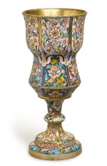 A silver-gilt and cloisonné enamel goblet, Feodor Rückert, Moscow, 1899-1908