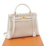 White leather and canvas with gold plated hardware handbag, Kelly 32, Hermès, 1992
