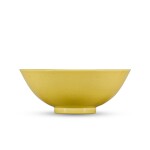 A small yellow-glazed bowl, Seal mark and period of Jiaqing  | 清嘉慶 黃釉小盌 《大清嘉慶年製》款