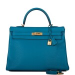 Blue Izmir Retourne Kelly 35cm in Togo Leather with Gold Hardware, 2013