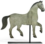 PAINTED SHEET-IRON INDEX-STYLE HORSE WEATHERVANE, POSSIBLY NEW ENGLAND, MID 19TH CENTURY