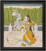 Radha and Krishna on a terrace, India, Rajasthan, Kishangarh, 20th century