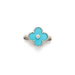 Turquoise and Diamond 'Vintage Alhambra' Ring, France