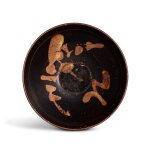 A Jizhou painted black-glazed 'prunus' bowl, Southern Song dynasty 南宋 吉州窰黑釉月梅紋盌